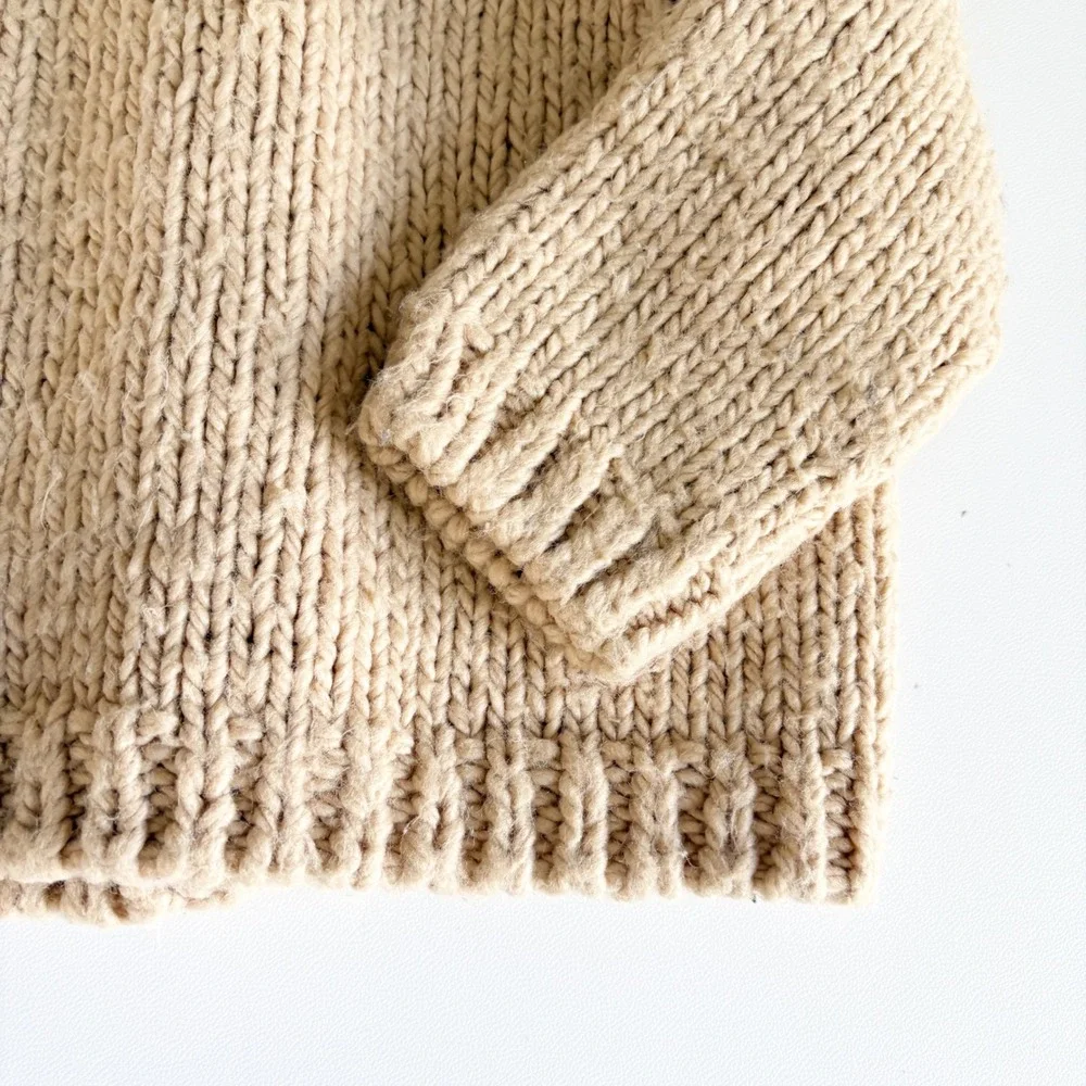 The Blueberry Hill Kids Latte Beige Neutral Chunky Knit Classic Cardigan 2-4Y